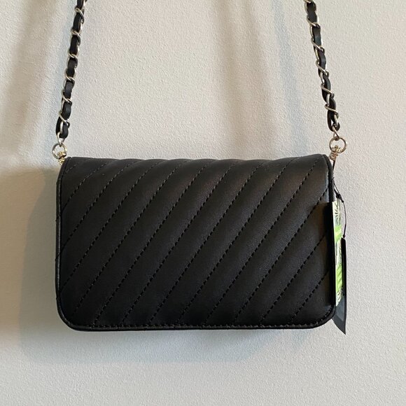 Badgley Mischka Black Vegan Leather Shoulder Bag Purse - Picture 12 of 12